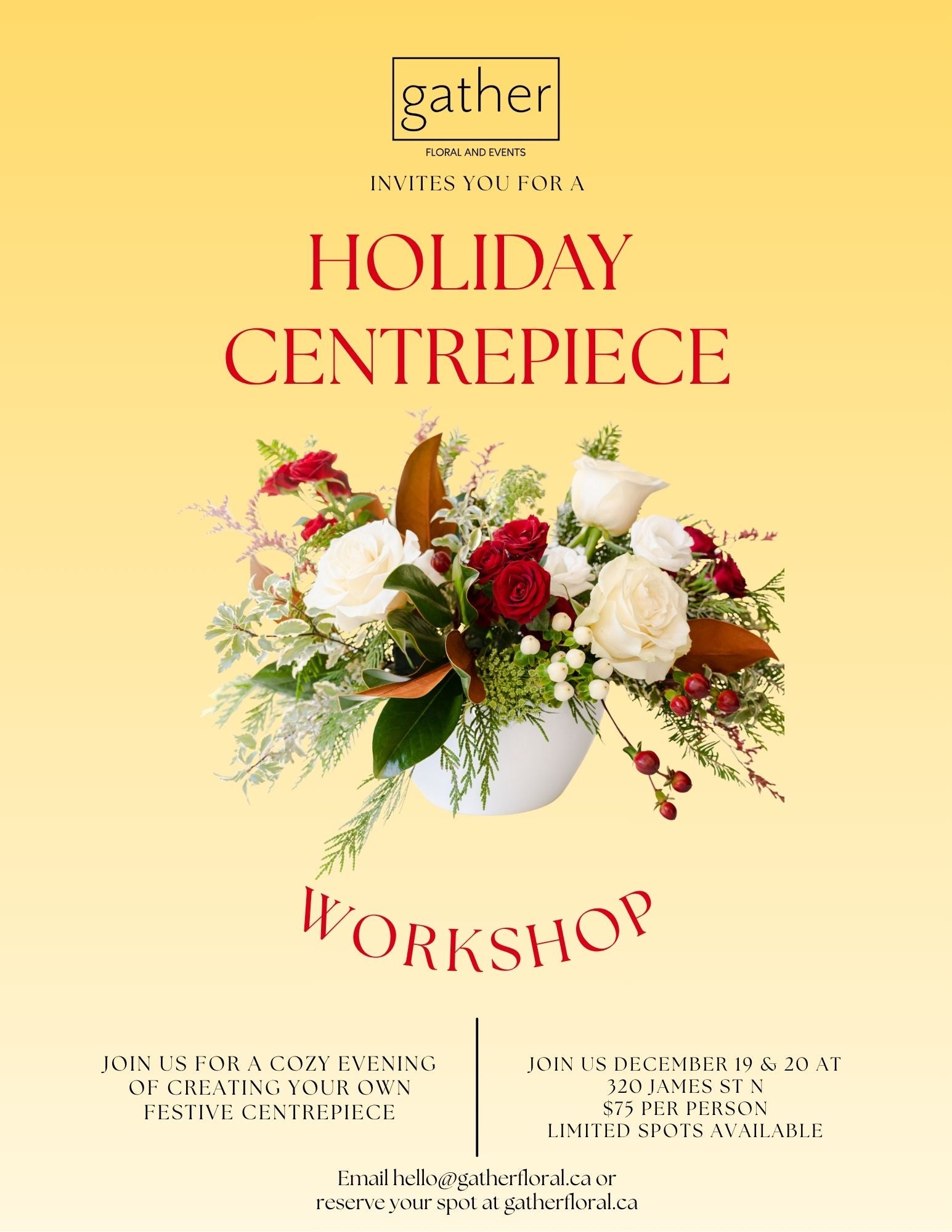 HOLIDAY CENTREPIECE WORKSHOP
